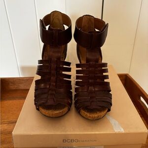 BCBG Chocolate Strappy Heels